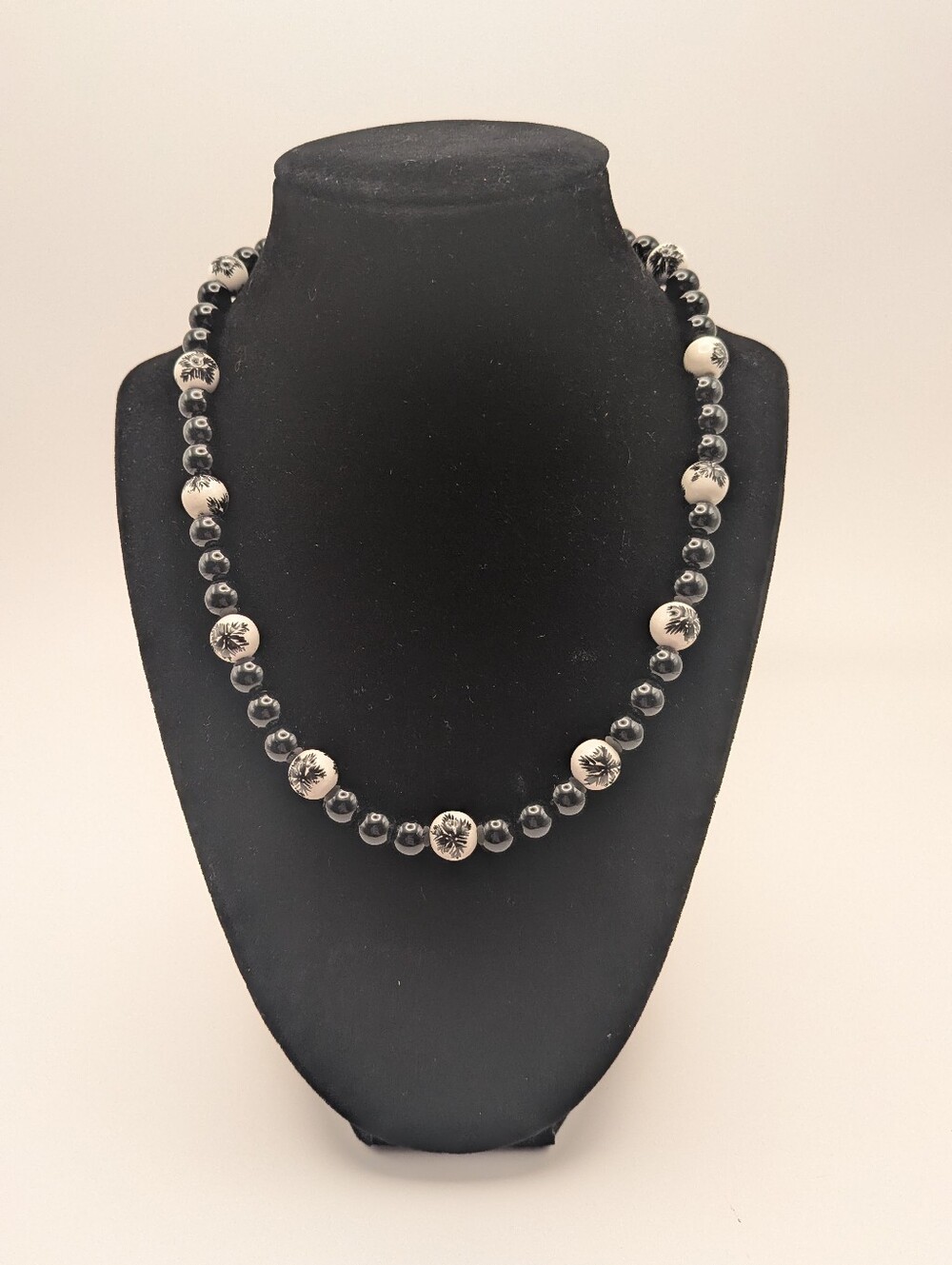 Handmade Classic Black and White Beaded Necklace